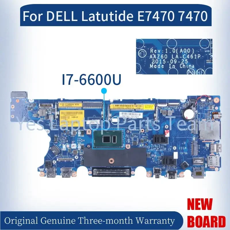 Imagem -02 - para Dell Latitude 7470 Laptop Mainboard 0ydw8f 0pcvdx 0vnkrj 0dgyy5 Ddr4 Motherboard Notebook Aaz60 E7470 14 La-c461p