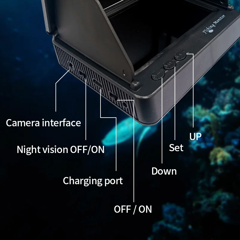 Ecoscandaglio portatile per pesci, portatile, 1080P, LCD da 4,3 pollici, Fish Finder subacqueo 220 °   Telecamera da pesca con visione notturna