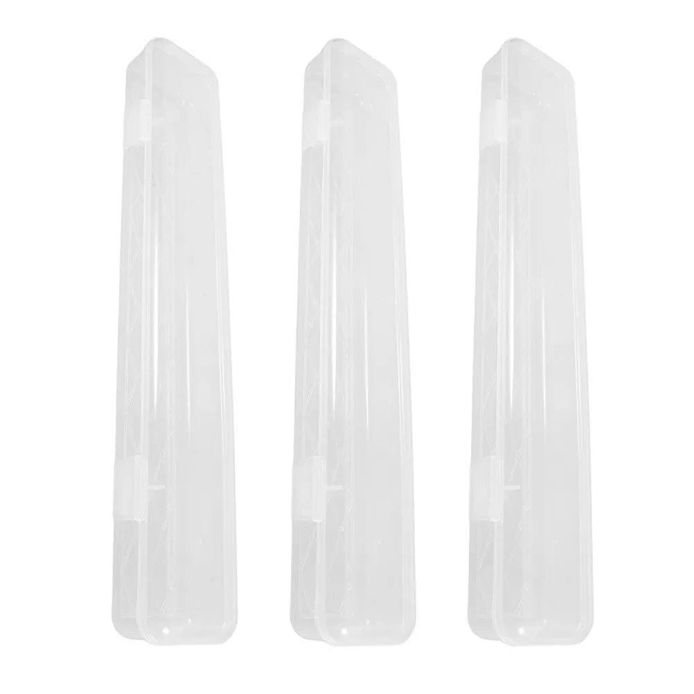 3Pcs Clear Plastic Brushes Storage Box for Watercolor Pencils Markers Art Tools Organizer Portable Lightweight Waterproof