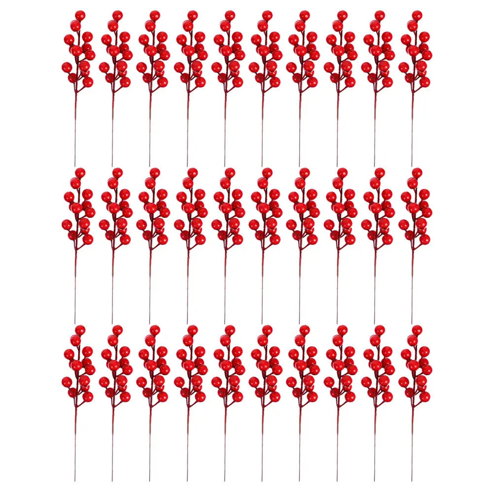 

30 Pcs Berries Stems Berry Branches 20CM Christmas Xmas Berries Gift Wrapping Accessories Decor Xmas Floral Thanksgiving