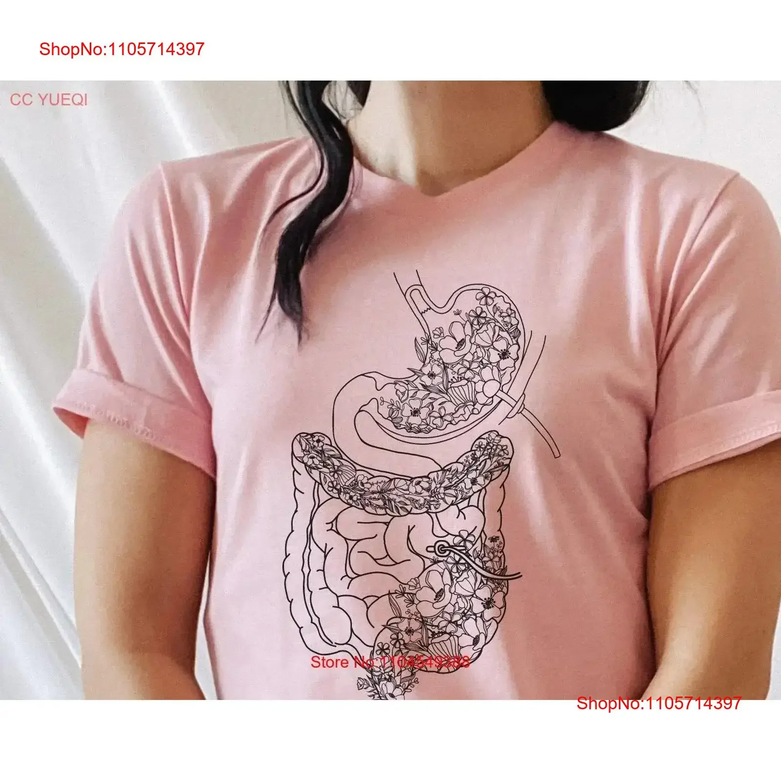 G J Tube T Shirt and Gastrostomy Jejunostomy Floral GI Tract Anatomy Digestive vintage Washed Soft homme Stylish streetwear