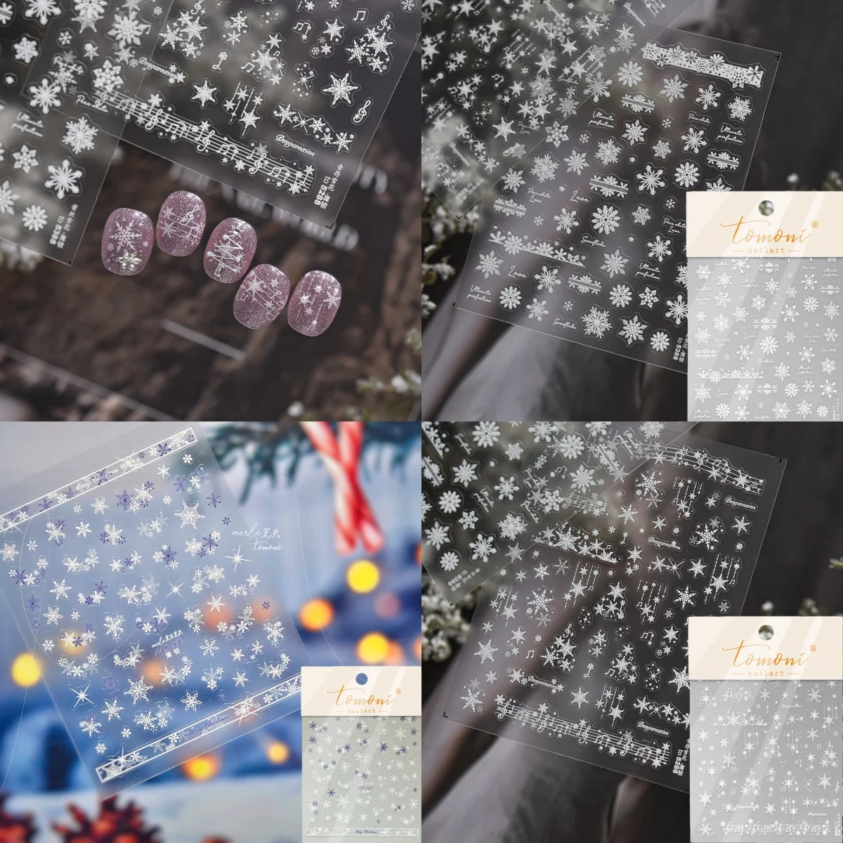 

Nail Sticker Lace Snowflake Christmas 5D Reliefs Self Adhesive Nail Art Sticker Shiny Rhinestone 3D Manicure Decals Wholesale