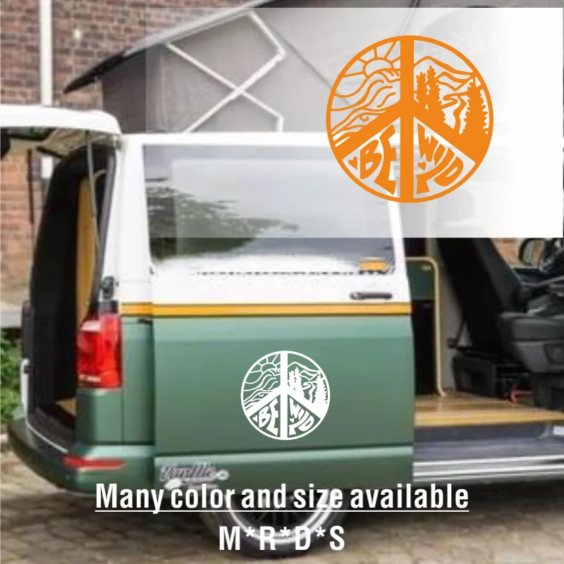 

Peace Sign Camping Vinyl Car Sticker Decals Be Wild Quote Decal Outdoors Nature Mountains Stickers For Car Window Decoration 208