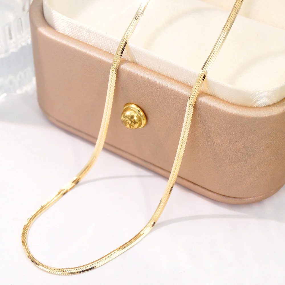 

Цепочка-змейка из настоящего золота 14K для женщин и мужчин, 18 дюймов, 1,5 мм, изящная гладкая цепочка, гипоаллергенное минималистичное украшение, подарок