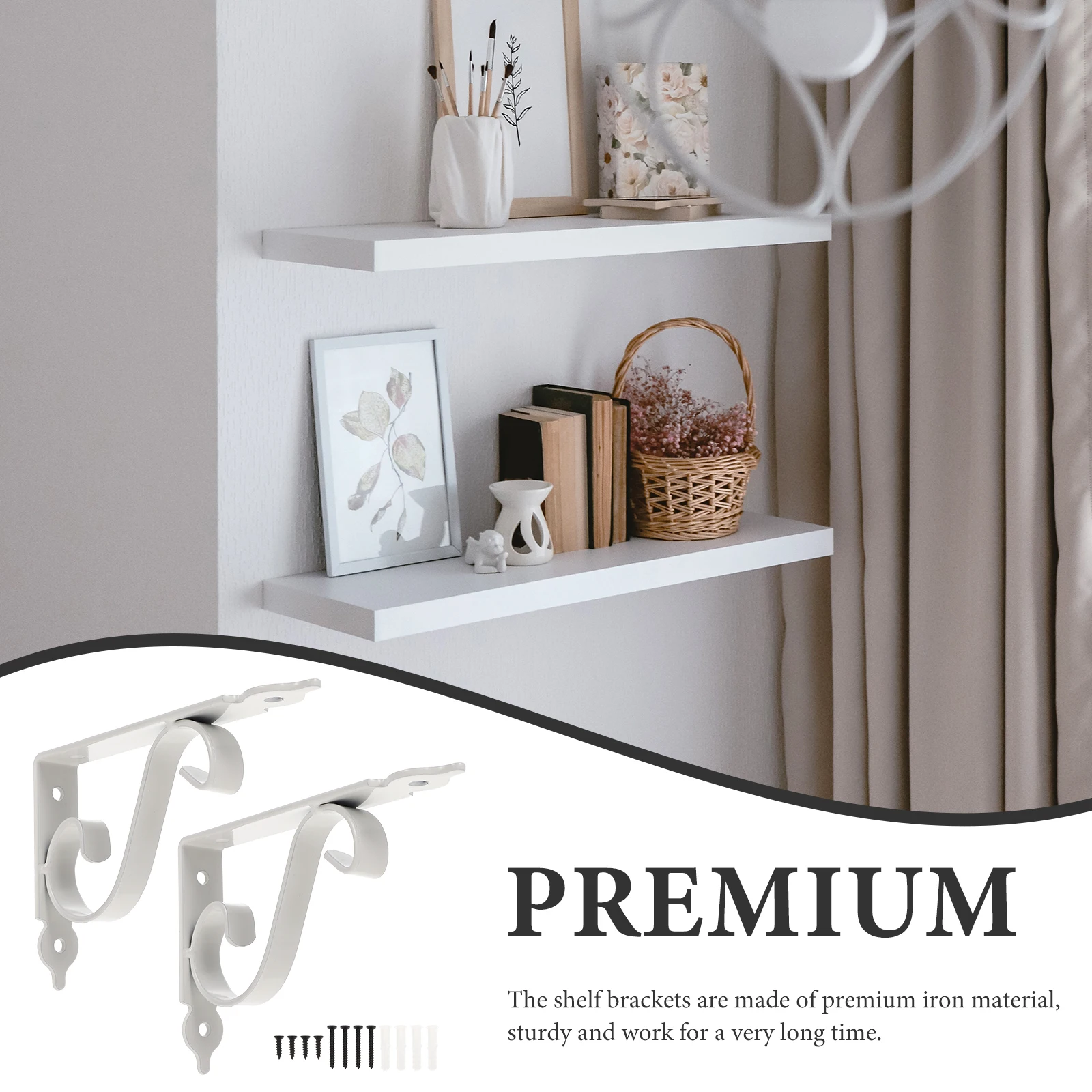 

2 set Heavy Duty Iron Shelf Brackets Thickened Wall Mounted Triangle Supports For Wooden Shelves Multi-Use Floating Shelf