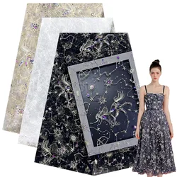 Starry Sky Tianma Colorful Sequin Embroidery Designer Fabric Creative Mesh DIY Hanfu Women's Stage Clothing Hand Sewn Fabric DIY