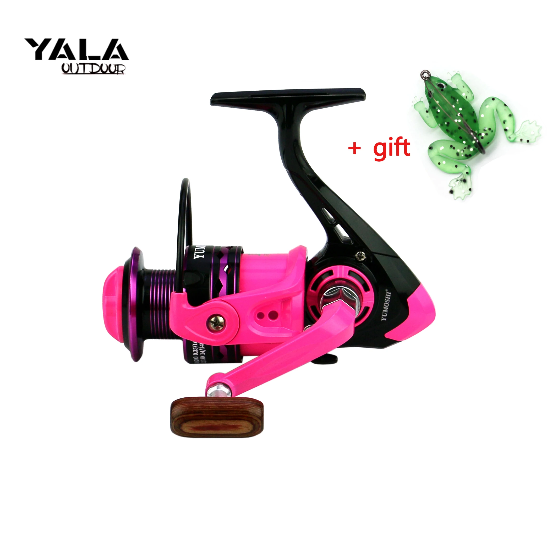 

2022 New Spinning Fishing Reel Metal Spool 5.2:1 Gear Ratio Wooden Handle Casting Smoothly Saltwater Freshwater Reels Pink Color