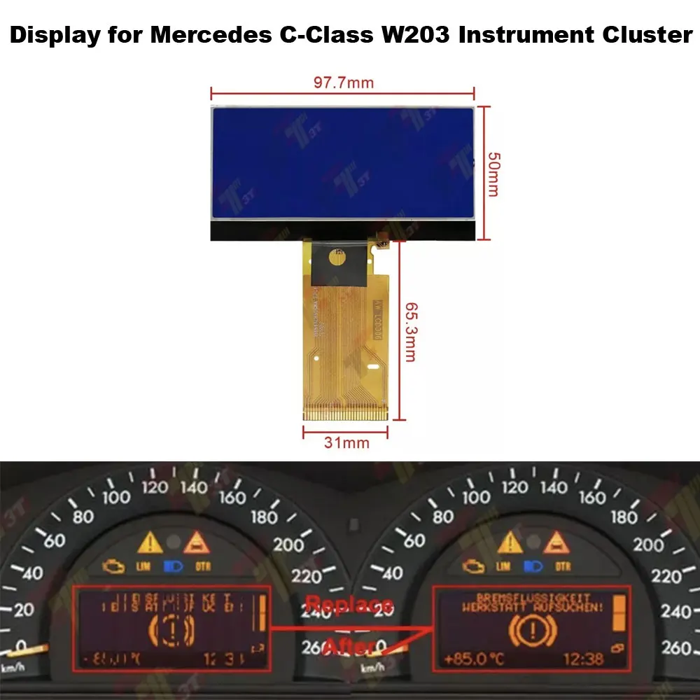 

Display For Mercedes-Benz C-Class W203 Instrument Cluster Dashboard LCD Screen