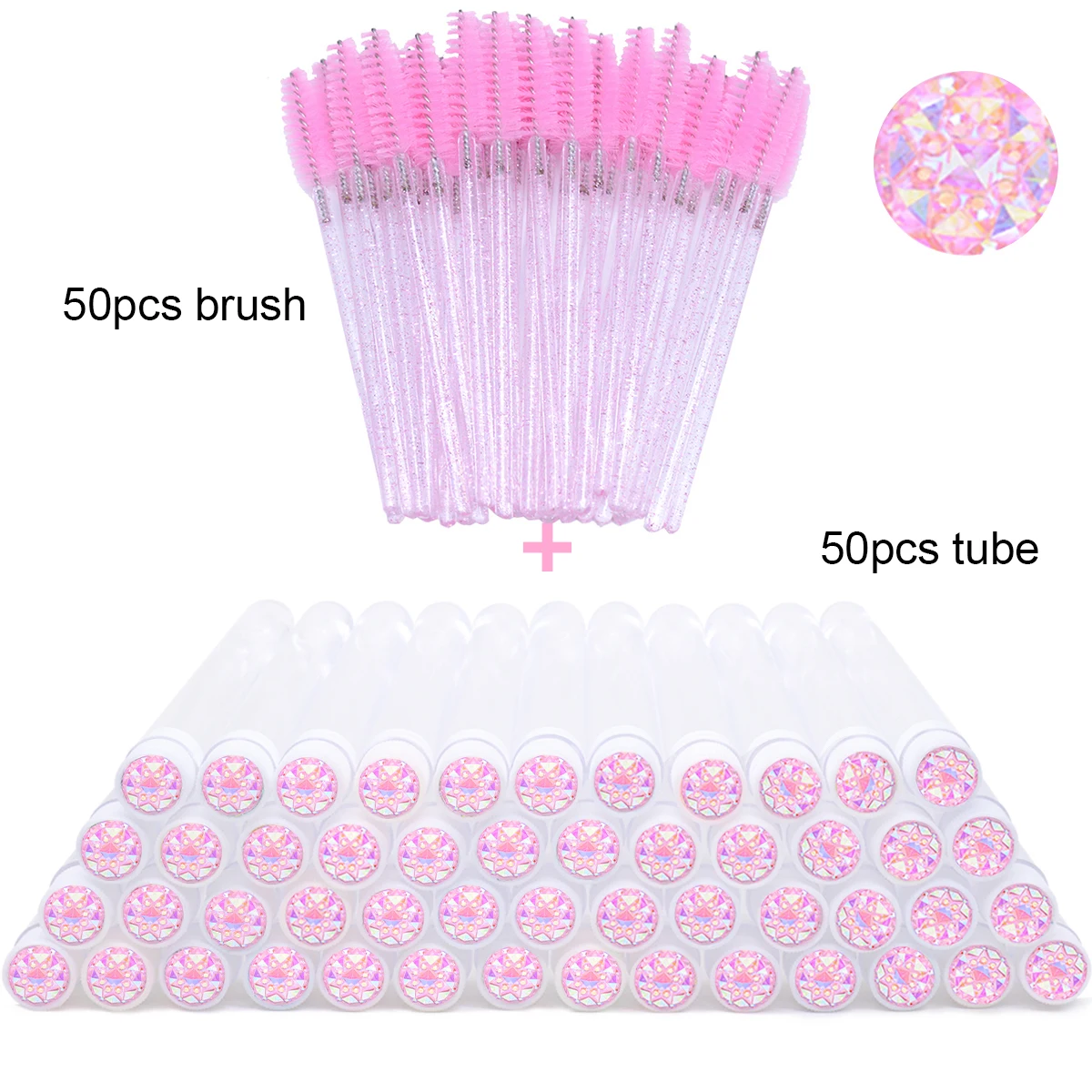 50Pcs Wimpern Pinsel Rohre Mit Kristall Lash Mascara Wands Augenbraue Kamm Spoolies Container Lash Pinsel Applikatoren Make-Up-Tools