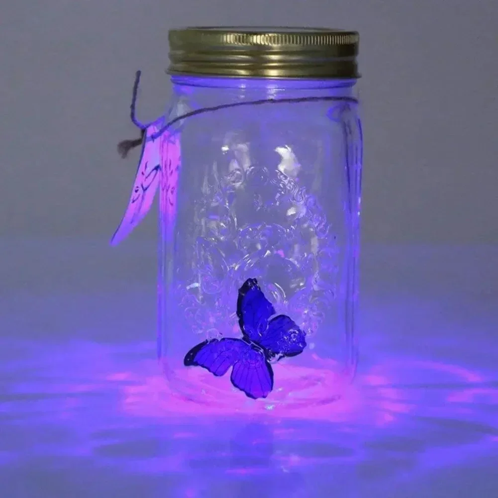 Magic Flying Butterfly Jar LED Lamp Glass Mason Jar Simulation Animated Butterfly Fly Insect Collecting Bottle Home Decor