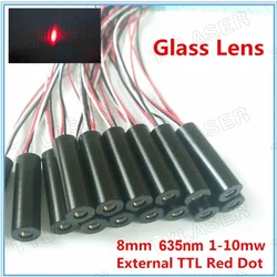 External TTL 8mm 635nm Red Dot 1mW 5mW 10mW Laser Module Industrial Grade APC Driver for Laser Pointer Woodworking Machinery