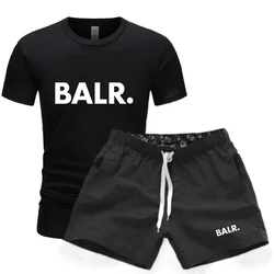 2024 BALR new men's sportswear short sleeved T-shirt and sports shorts summer casual jogging pants set men's two-piece set