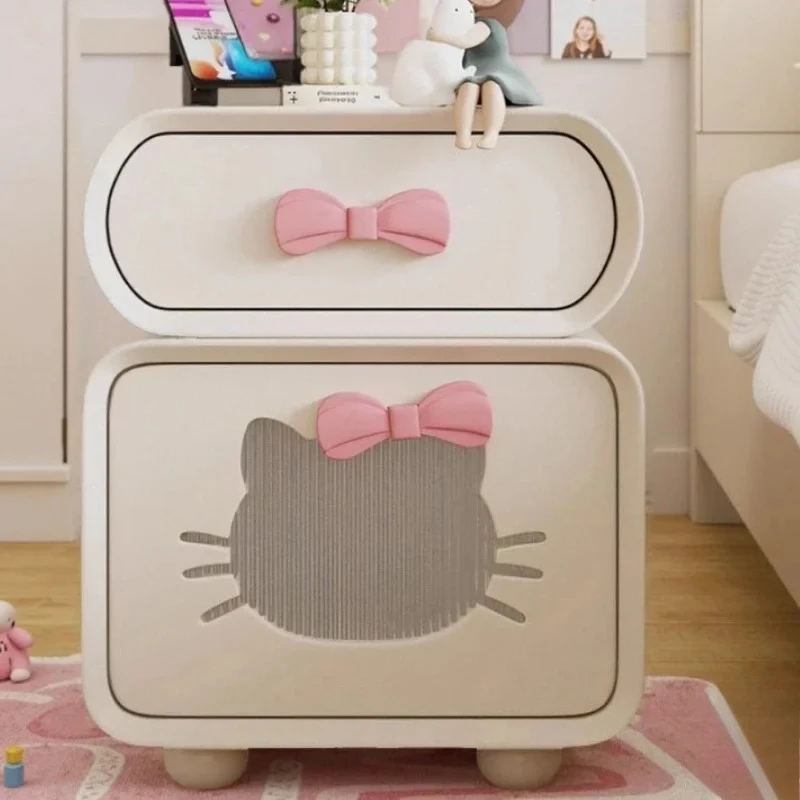 

Storage Locker Nightstand Bedroom Furniture Cream Wind Bedside Table Creative Childrens Princess Room Bedside Table Nightstands
