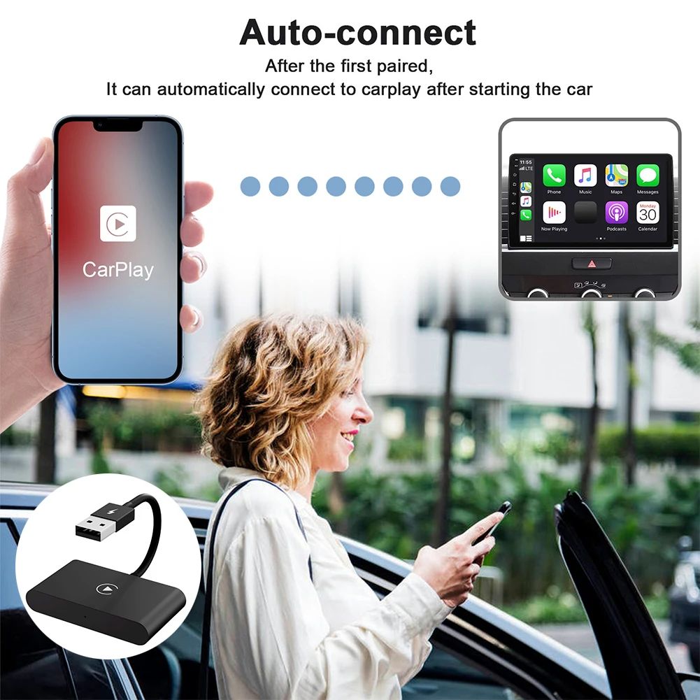 محول CarPlay اللاسلكي 2 في 1 وAndroid Auto Carplay AI Box تحويل سلكي إلى صندوق ذكي لاسلكي لسيارات CarPlay السلكية في المصنع