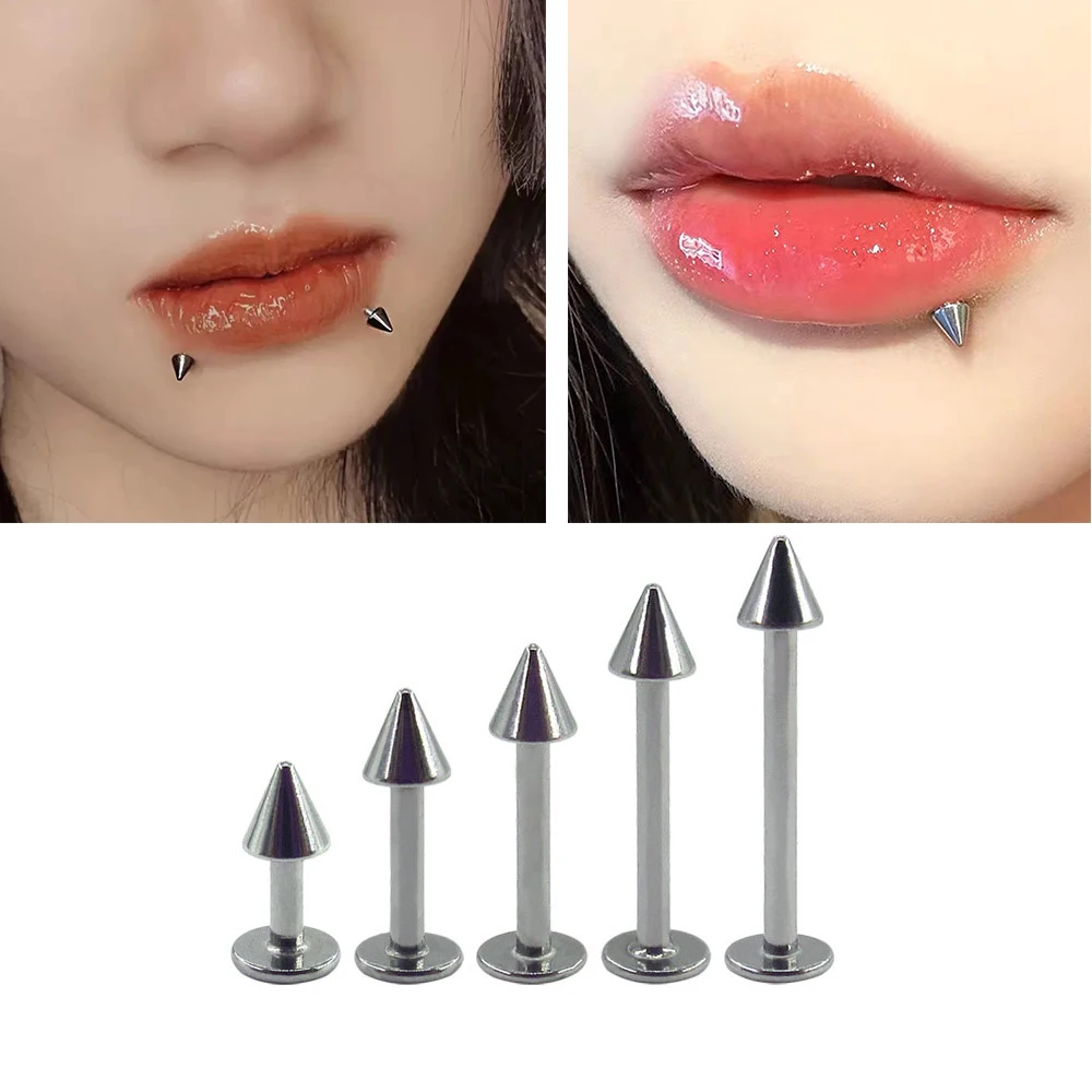 2PC Edelstahl Labret Lippenpiercing Ohrstecker Dämon Nagel Come Ball Ohr Knochen Ohrstecker Helix Knorpel Tragus Flachpiercing Körperschmuck