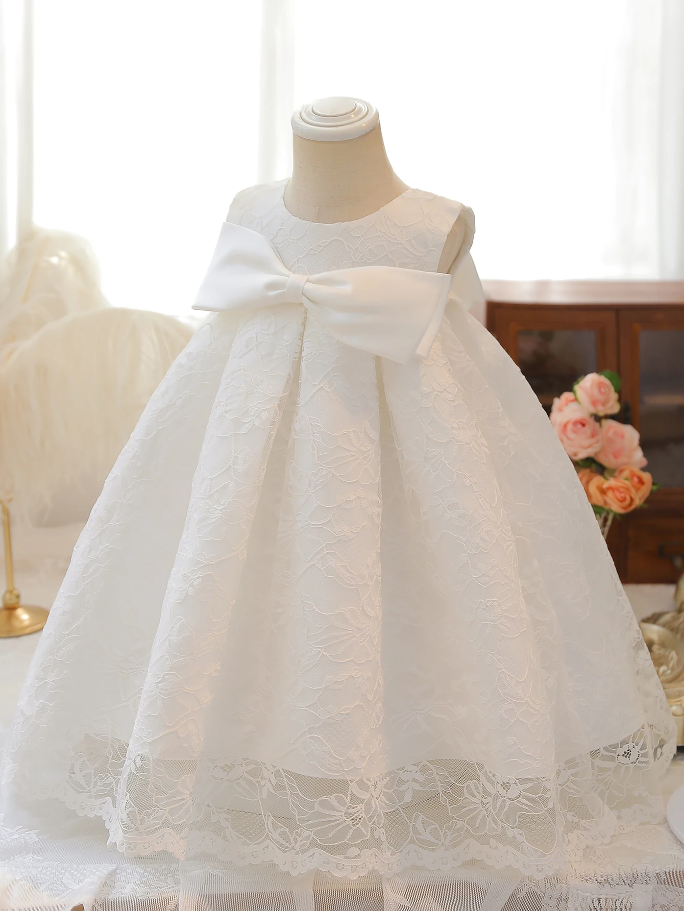 Girl Lace Princess Dress Formal White A-Line Flower Girls Party Evening Dresses