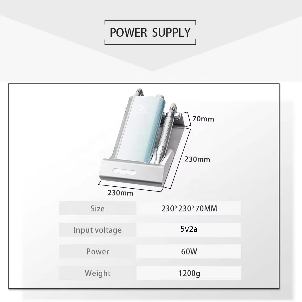 JMD Brand New Brushless Nail Polish Machine, Large Capacity Charging Base  Low Vibration Nail Drill With High Precision Pen