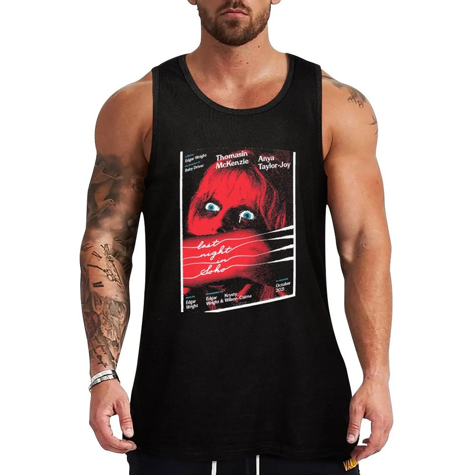 Last Night In Soho Stickers Tank Top Casual Graphic Tank Top Print Design Sleeveless Top