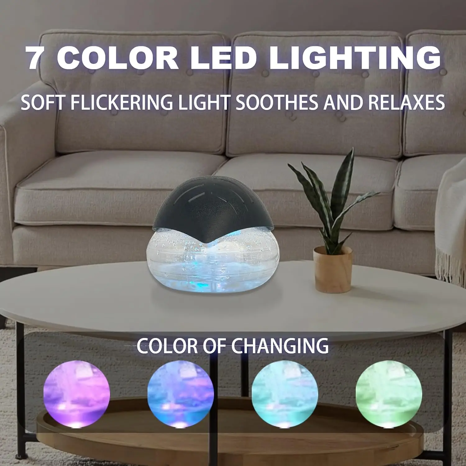 Water-Based Purifier, Water Filter Air Washer For Home and Office - Essential Oil Aroma Diffuser With 7 LED Color Night Light -