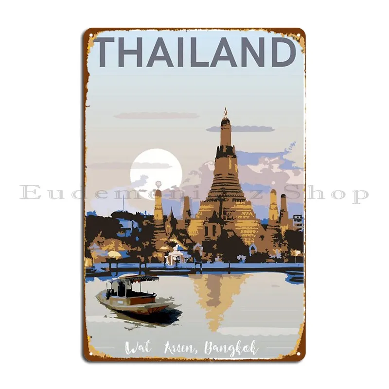 Таиланд Винтаж Wat Arun Bangkok Туризм Рекламный принт Металлический знак Винтаж Создать винтажный ржавый клуб Оловянная вывеска Плакат