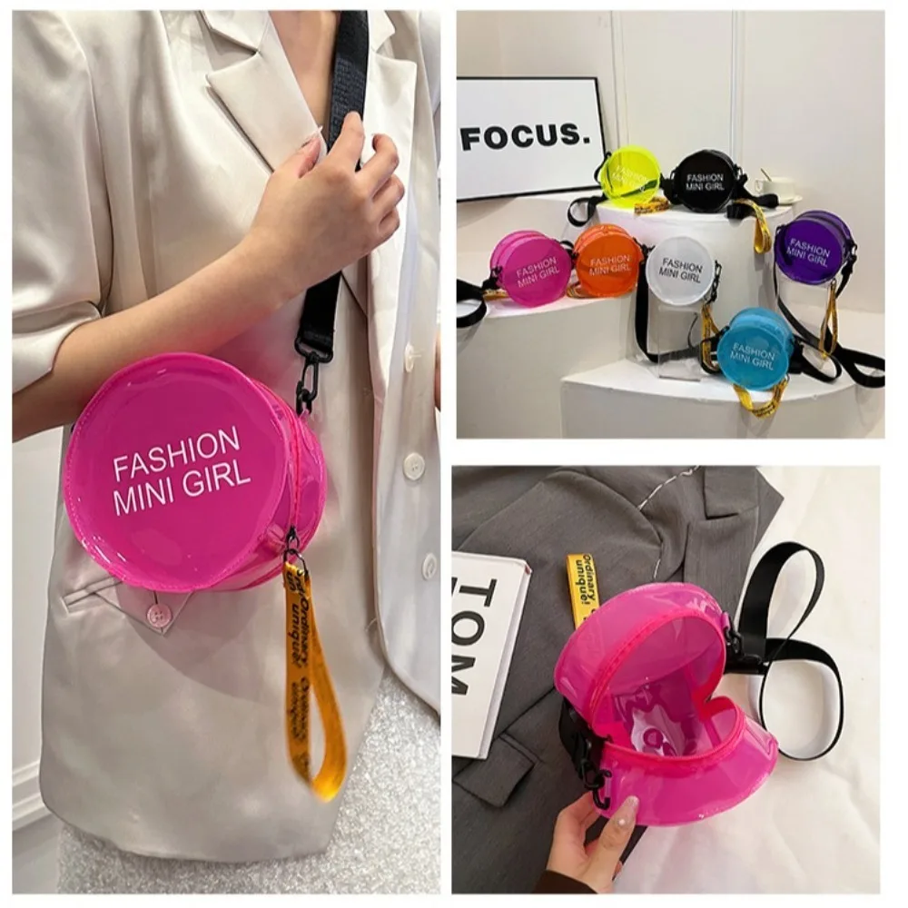 

The Water-Sprinkling Festival Jelly Letter Crossbody Bag Mini Large Capacity Round Toilet Bag PVC Waterproof