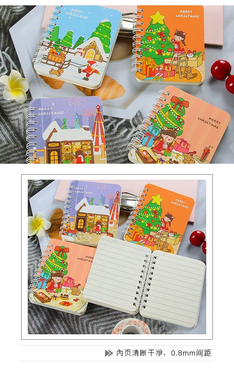 4PCS/Pet Christmas Series A7 Coil This Rollover Notepad Student Holiday Prize Gift Notebook Notebook Notebook Notebook Ledger