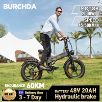 BURCHDA NEW R7 Dual motors 2000W 50KM/H Foldable Electric Bicycle 48V20AH Lithium Battery 20 Inch 4.0 Fatbike Electric Bike