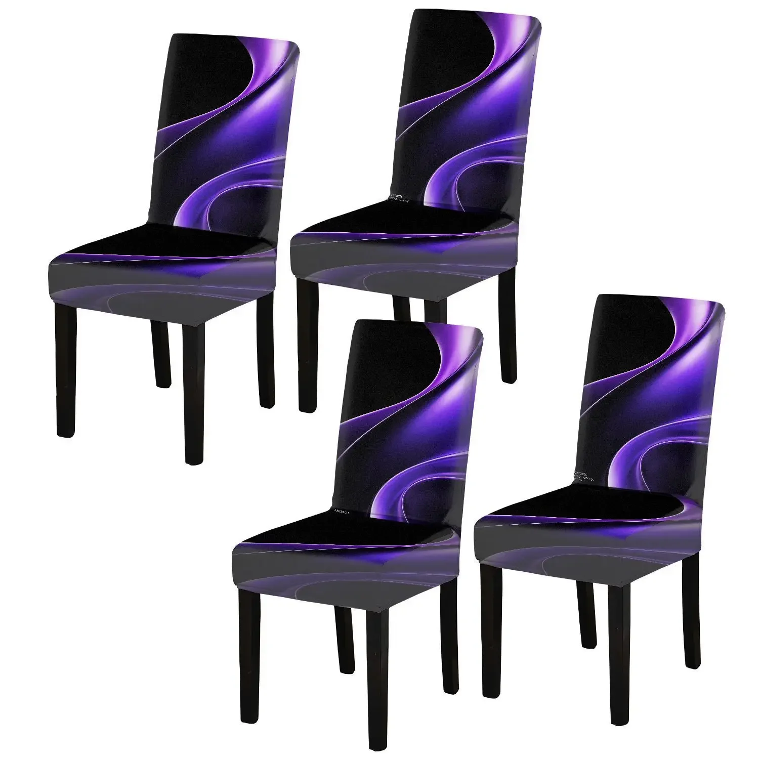 Elastic dining chair cover, black and purple gradual change of abstract design,  washable household dining chair cover