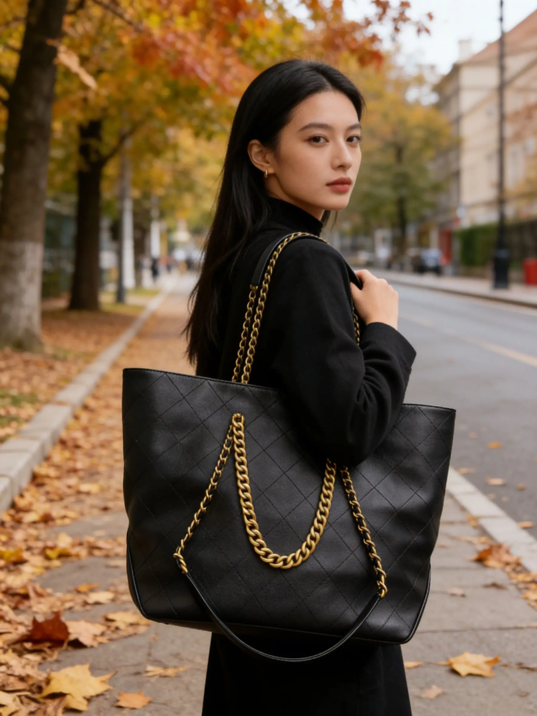 

Черная сумка на цепочке, вместительная роскошная сумка, сумка через плечо, сумка-кроссбоди.