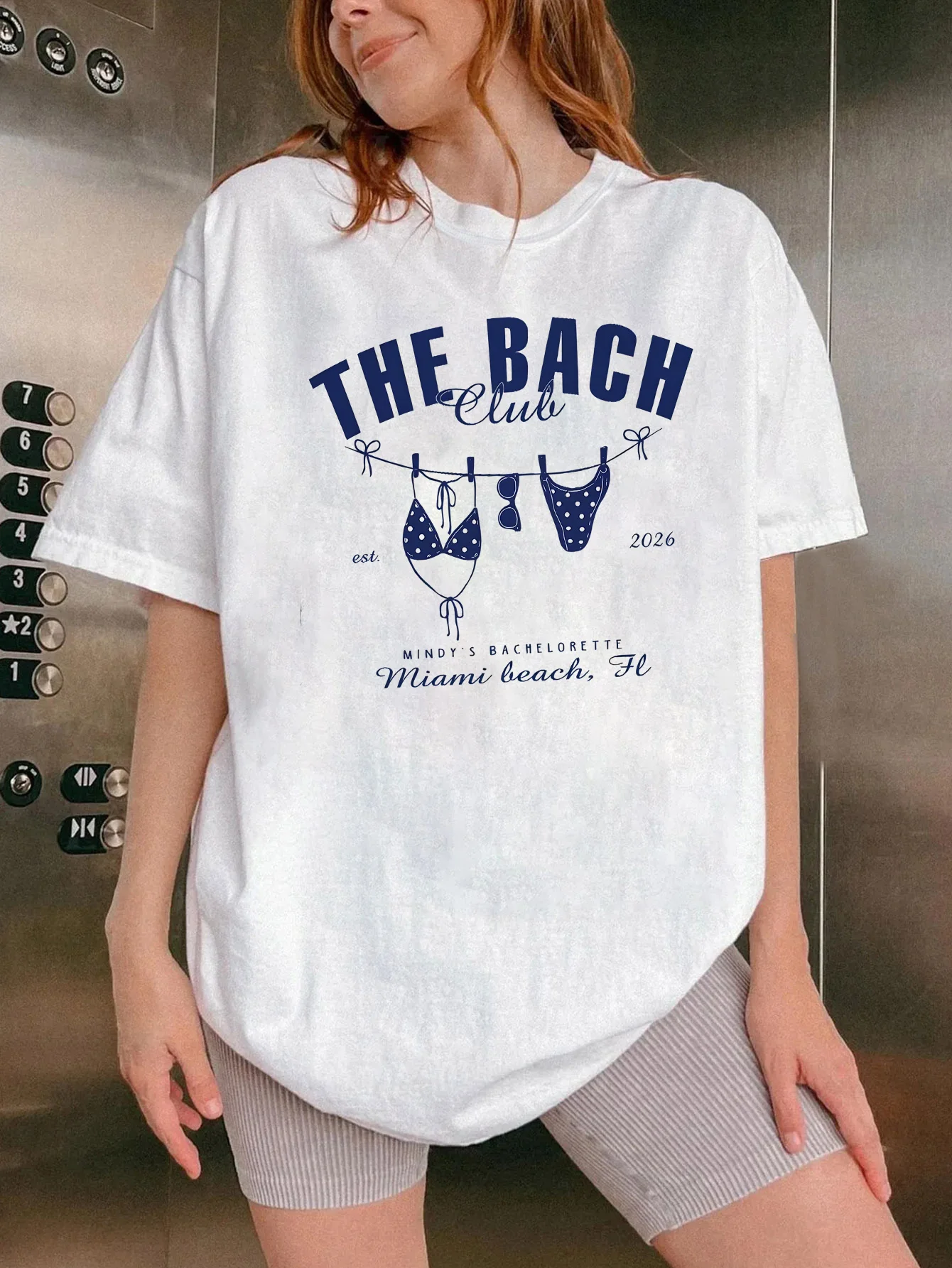 Bachelorette Party Miami Print Summer Comfy Breathable Casual Round Neck Short Sleeved Summer Sports Activities Daily Wear