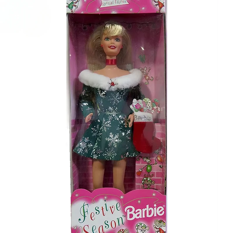 الأصلي باربي احتفالي الموسم 1997 ندفة الثلج فستان عيون خضراء شعر أشقر 11.5 "دمية للفتيات اللعب طبعة خاصة عيد الميلاد