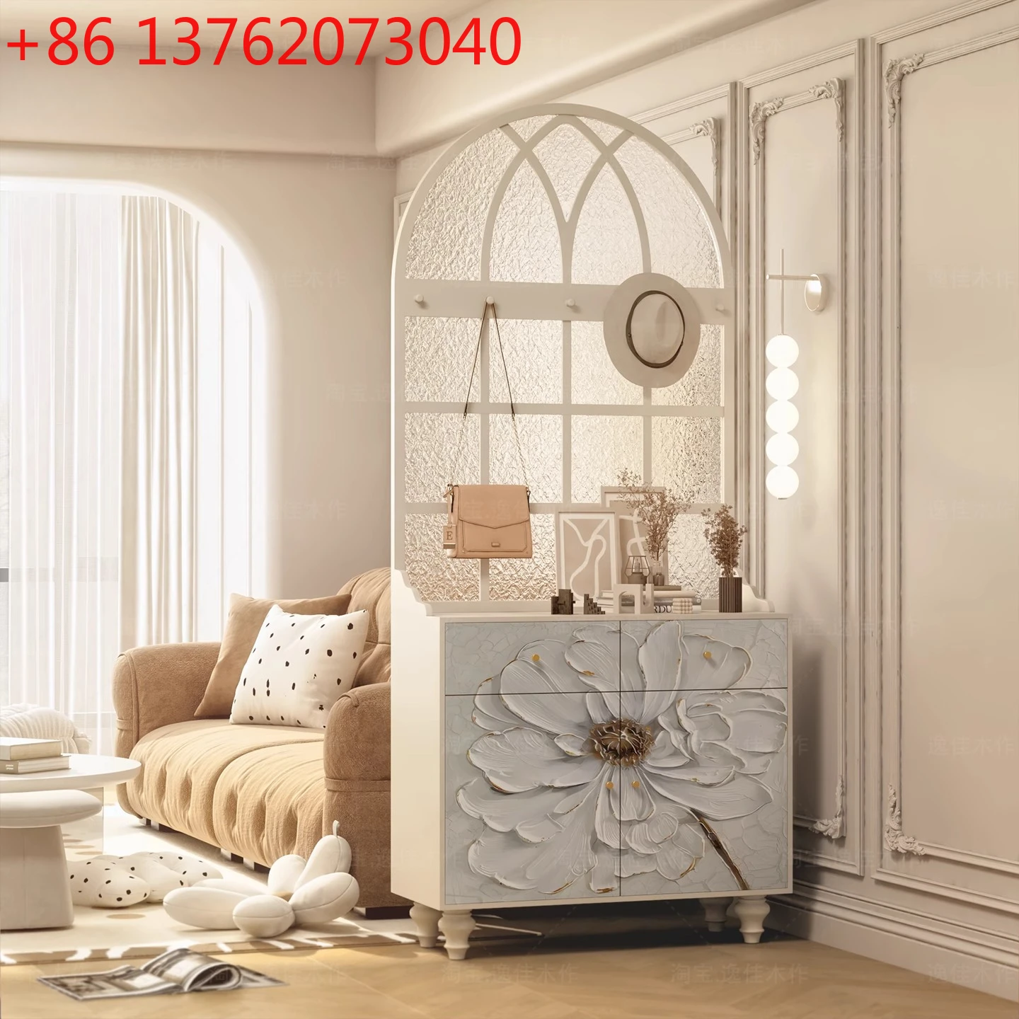 

Перегородка кремового цвета, входная перегородка, встроенный боковой шкаф, вход