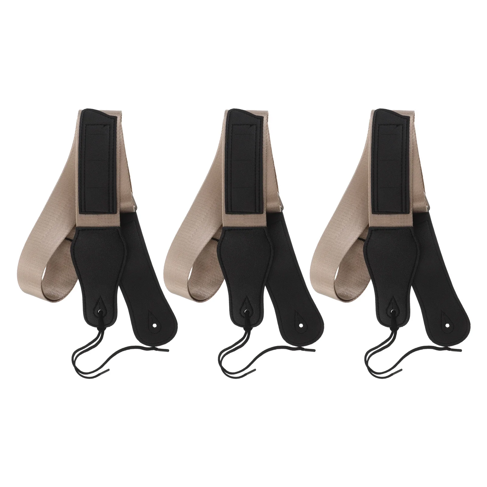 

3Pcs Adjustable Guitar Strap Bundle Khaki PU Acoustic Electric Guitar Strap Pick Holder Comfortable Shoulder Pad