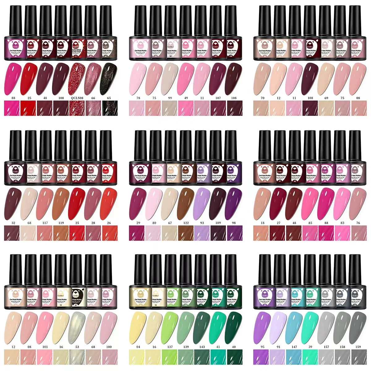 ชุดยาทาเล็บเจล 7 ชิ้น Groillim, สำหรับตกแต่งงานปาร์ตี้และงานแต่งงานหลากสีสัน, เบสโค้ทเจลแบบลอกออกได้สำหรับงานศิลปะบนเล็บ, ของขวัญสำหรับผู้หญิง