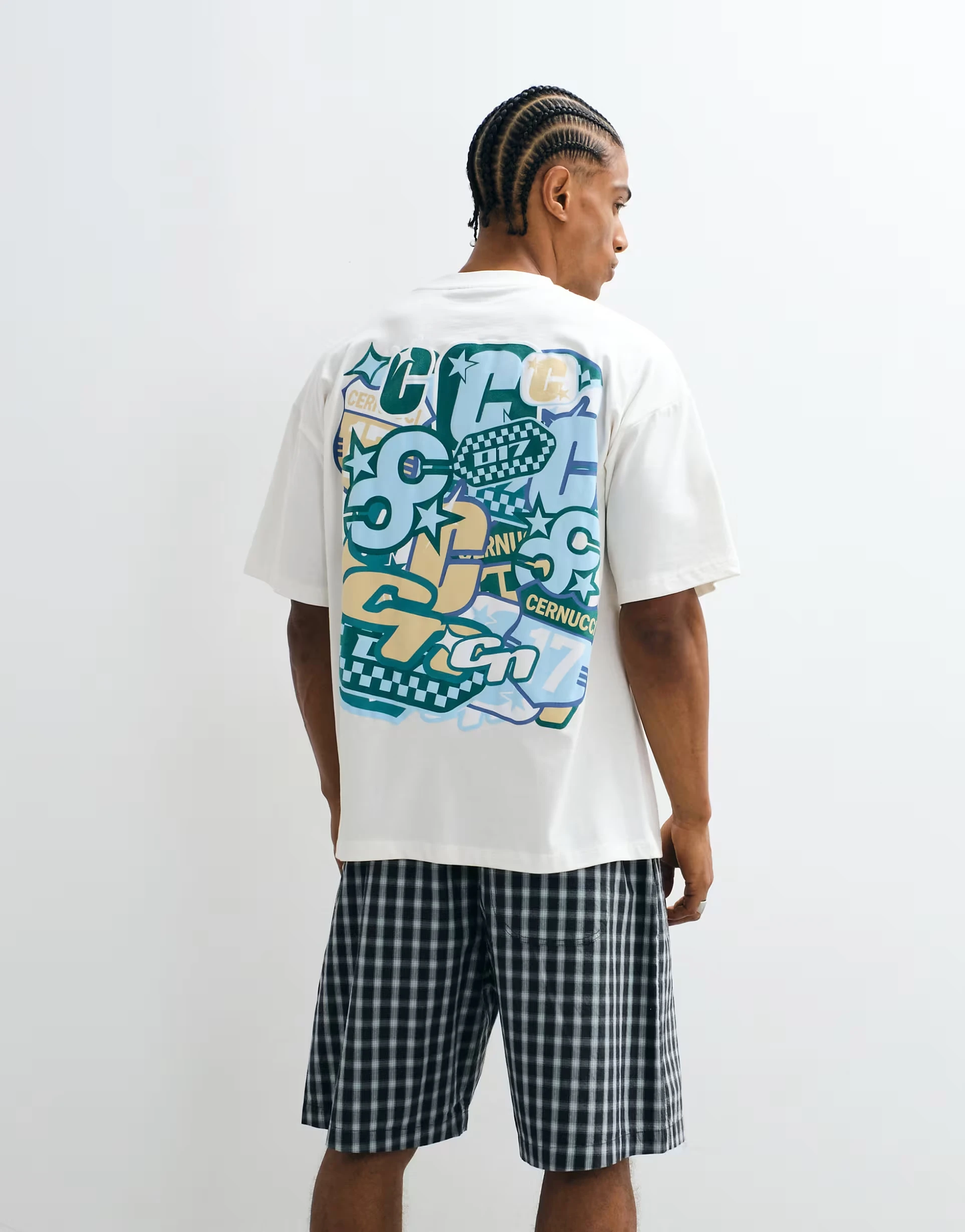 2026 New Men Oversized T Shirt Racing Sticker Bomb Letter Back Print Streetwear Short Sleeve Tee