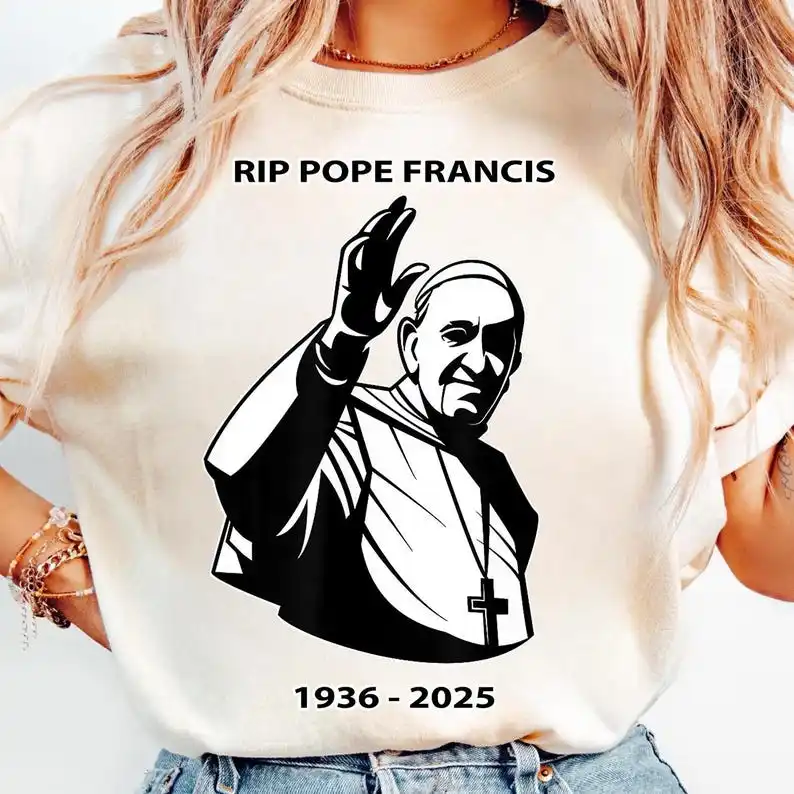 RIP Pope Francis PNG - 1936-2025, Pope Tribute Design, Black and White Graphic,  Memorial PNG