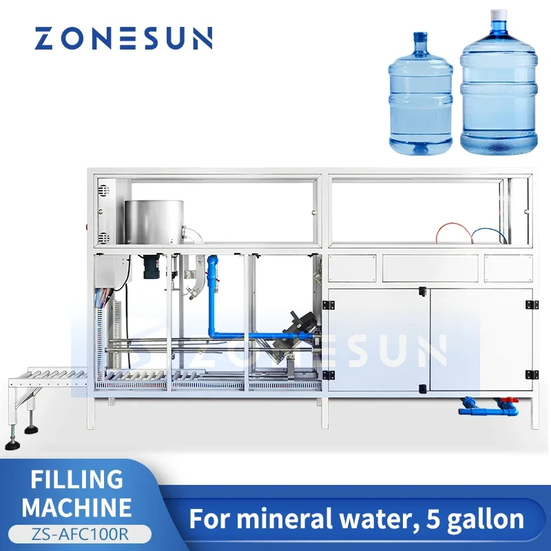 ZONESUN バレル式水充填機 ボトル洗浄 5ガロン飲料水包装 キャップシーリング ZS-XG100J