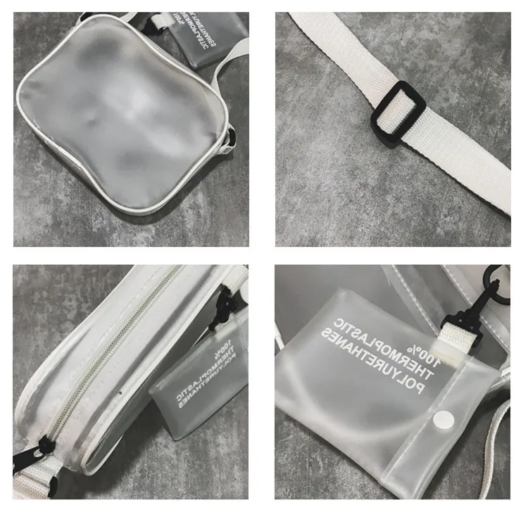 Casual PVC Transparent Tasche Frauen Umhängetaschen Gelee Kleine Telefon Taschen Schulter Tasche Handtasche Karte Halter Transparent Damen Geldbörse – Detail 3