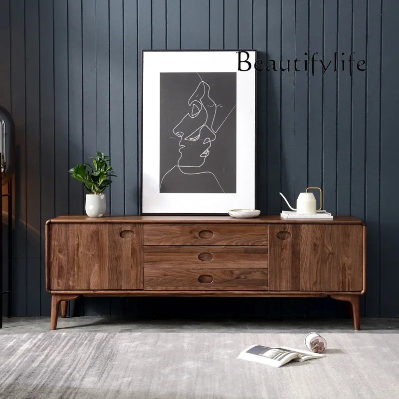 

muebles para hogar North America Black Walnut TV Cabinet and Tea Table Living Room Nordic Modern Minimalist Solid Wood Bedroom