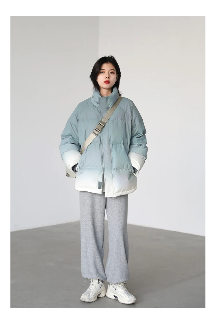 CHIC VEN Women's Down Coat Reflective Gradient Thickened Women Bread Coats 90 White Duck Down Jacket Warm Overcoat Winter 2024