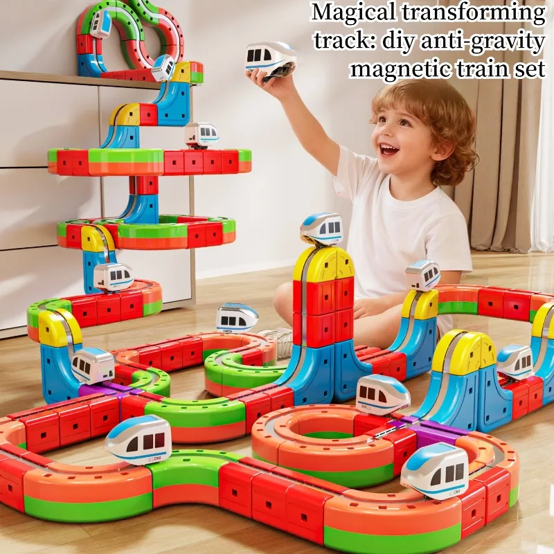 Creative Anti-Gravity Diy Electric Magnetic Track Train Set Building Blocks Educational Toys Gift For Children Kids