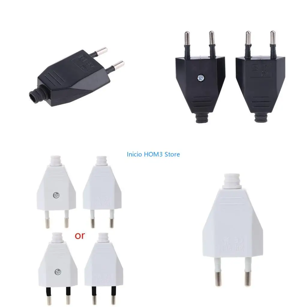 A5YD 2 Pcs German Type European 2 Pin Plugs Cables 2.5A 220V Electric Contact