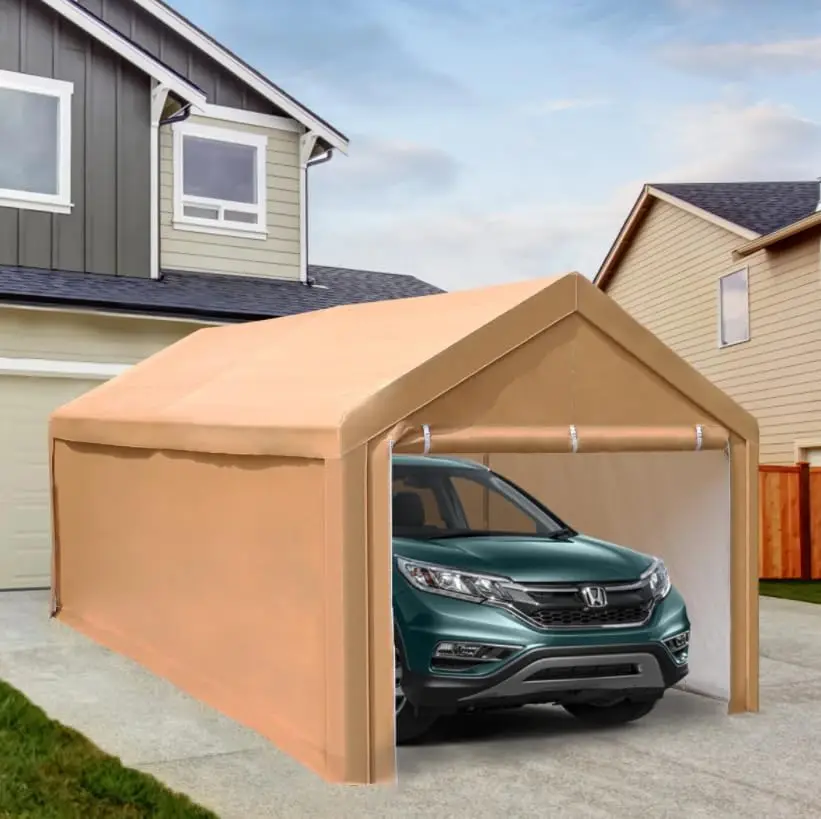 

PHI VILLA 10x20 ft Heavy Duty Carport Car Canopy Party Tent with Removable Sidewalls and Doors, Garage Storage Boat Shelter with