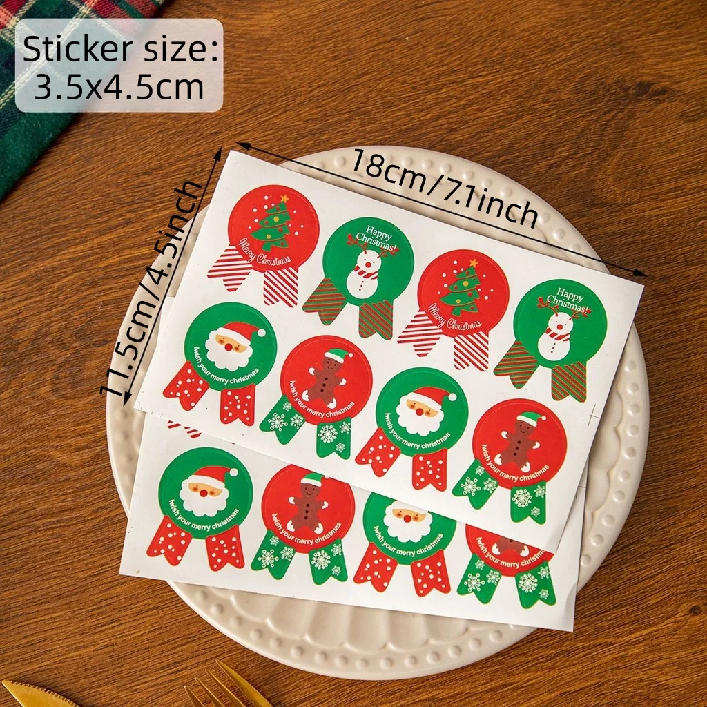 

Christmas Gift Tag Stickers Self-Adhesive Label Paper for Cookie Candy Bags Xmas Present Wrapping & Greeting Cards Decoration