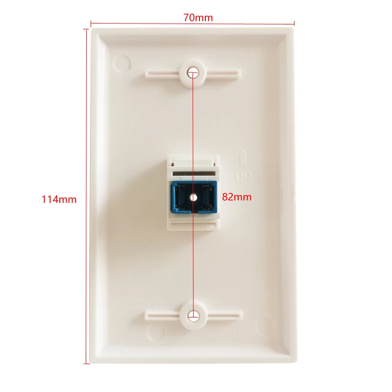 One Port SC Optical UPC Socket Adapter With Standard US Faceplate Panel In White For Optic Fiber Connector Face Cover