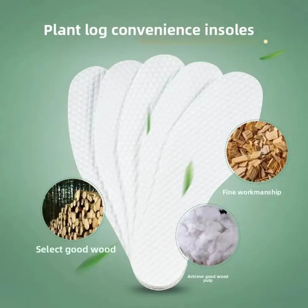 10Pair/Pack Breathable Nature Wood Pulp Insoles Soft Deodorant Sweat Absorbing Insoles Thin Sports Shoes Sole Men Woman
