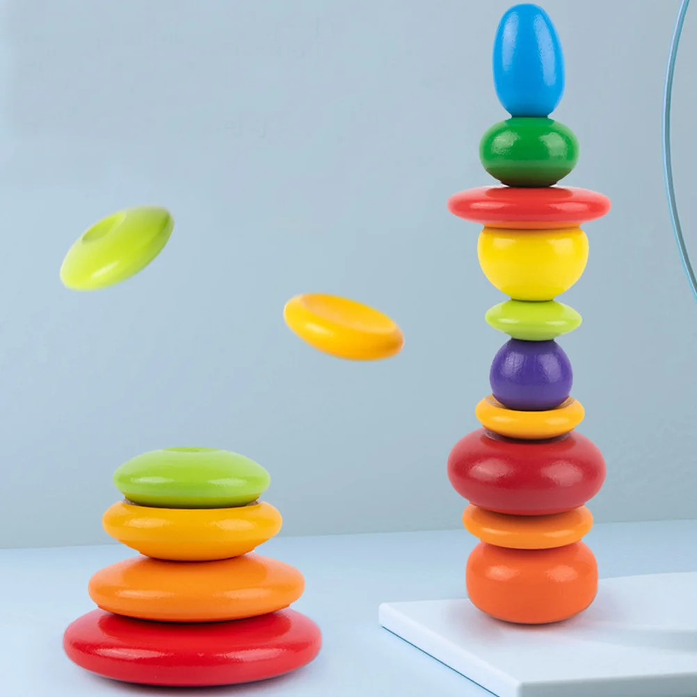 1 set 1 set di pietre bilanciate in legno impilate colorate per bambini apprendimento educativo puzzle mattoni giochi per bambini