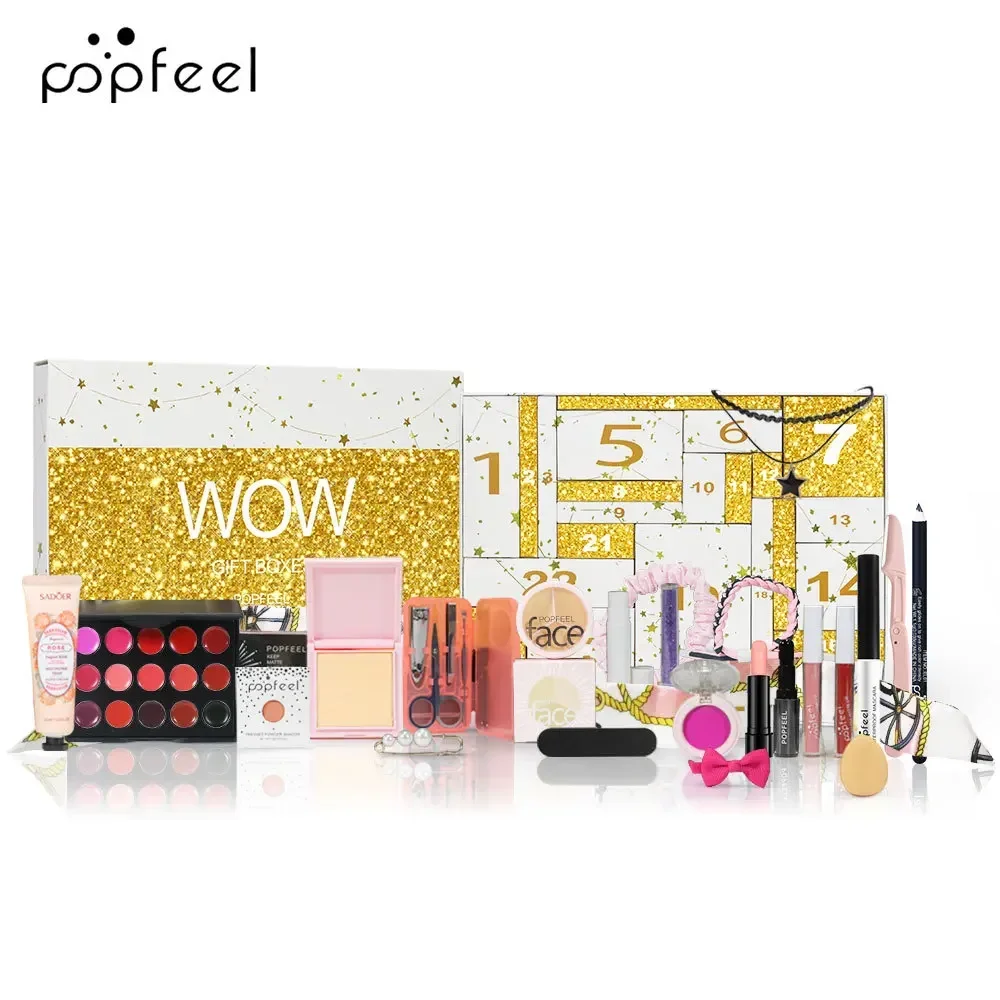 Holiday-Exclusive Popfeel Makeup Kit Full Set Eyeshadow Eyeliner Brow Powder Concealer Foundation Blush Gift for Women Cosmetics