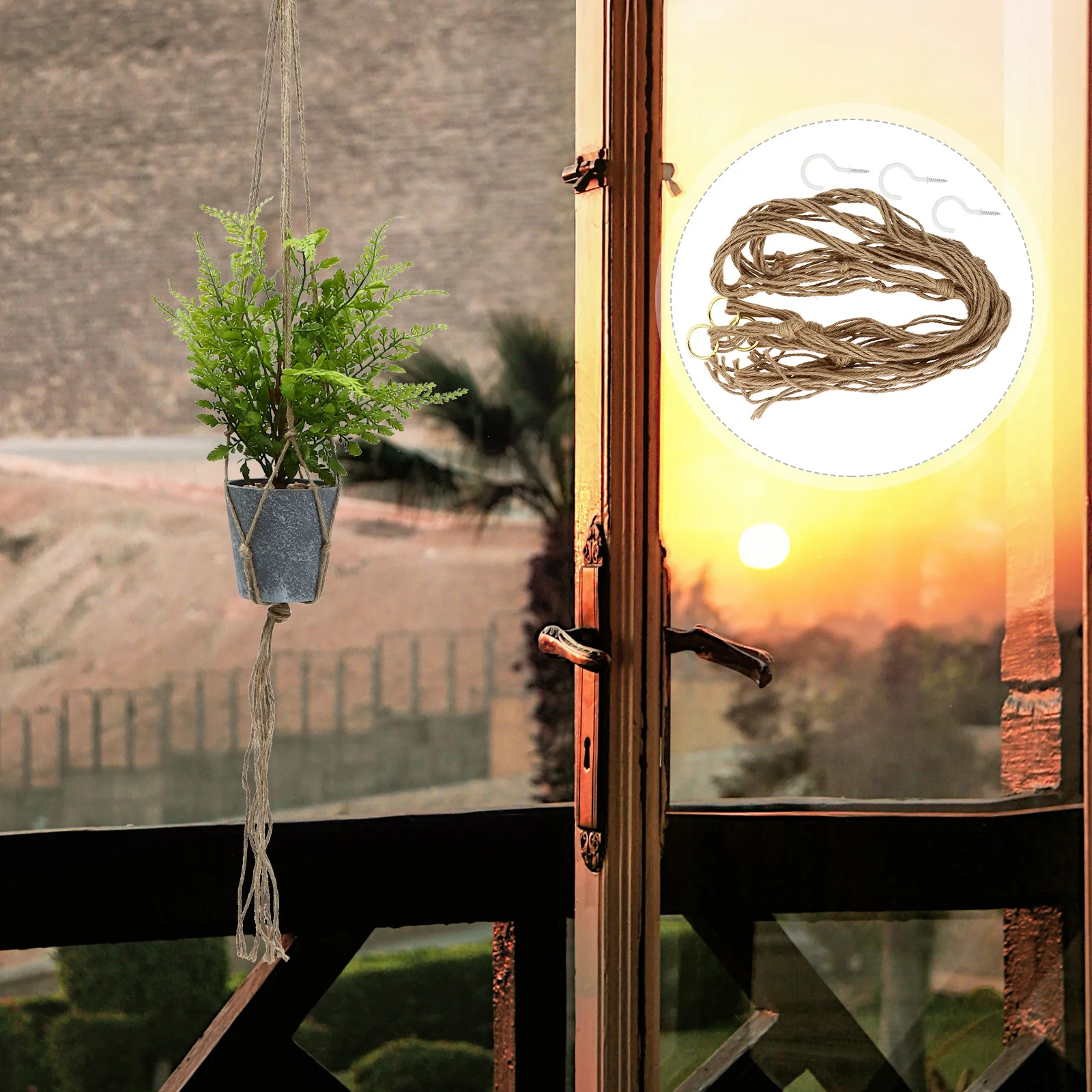 

3Sets Flowerpot Net Bag Hanging Rope Planter Basket Home Decor Hand-Woven Macrame Plant Hanger Indoor Outdoor Gardening Holders