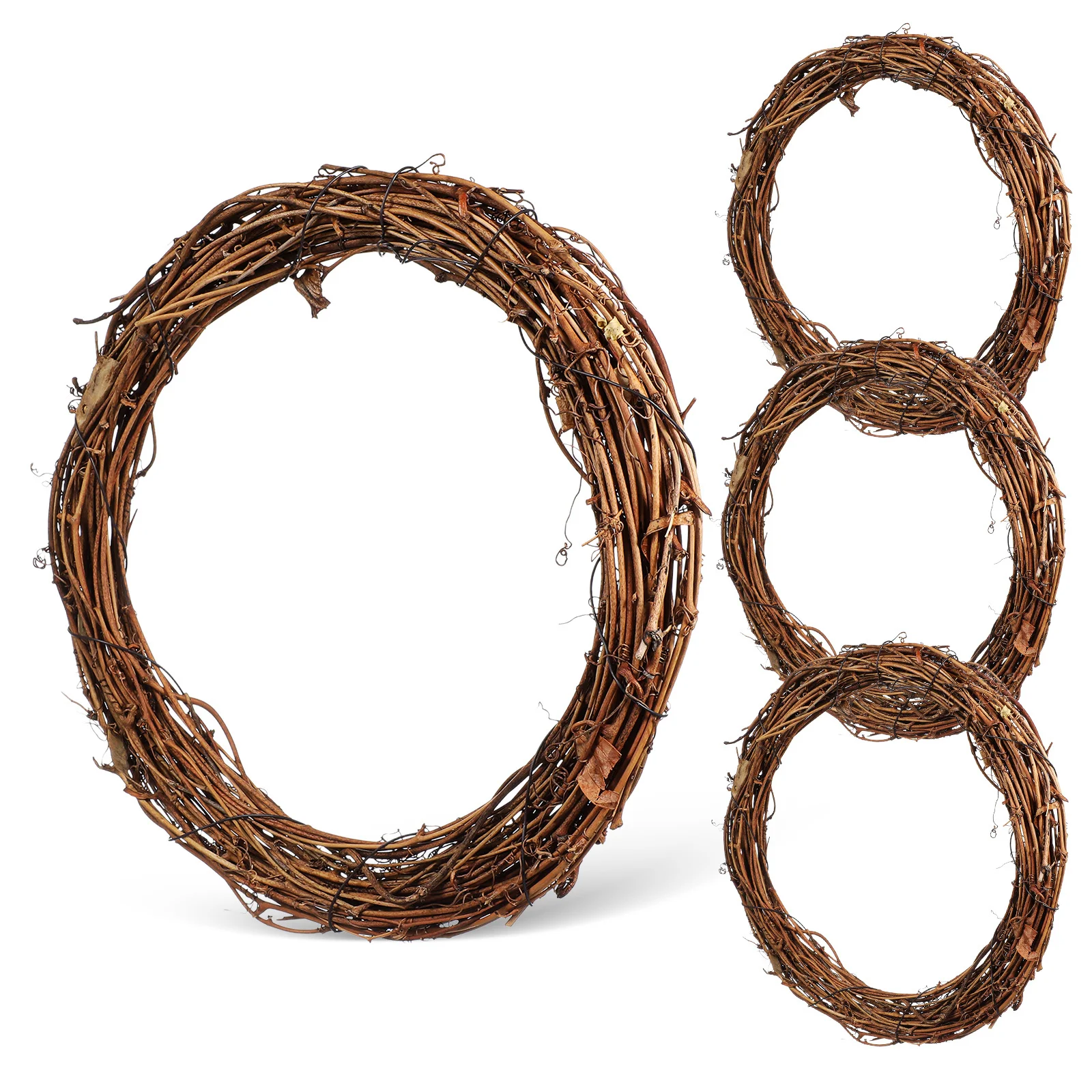 

4Pcs Handcrafted Grapevine Wreaths Natural Vine Garland Front Door Decor Fall Door Wreaths Thanksgiving Autumn Outdoor Indoor